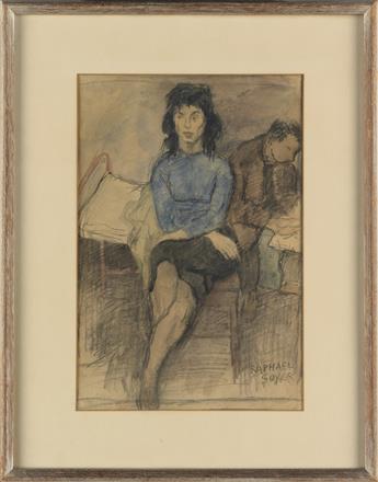 RAPHAEL SOYER Woman and Man in an Interior.